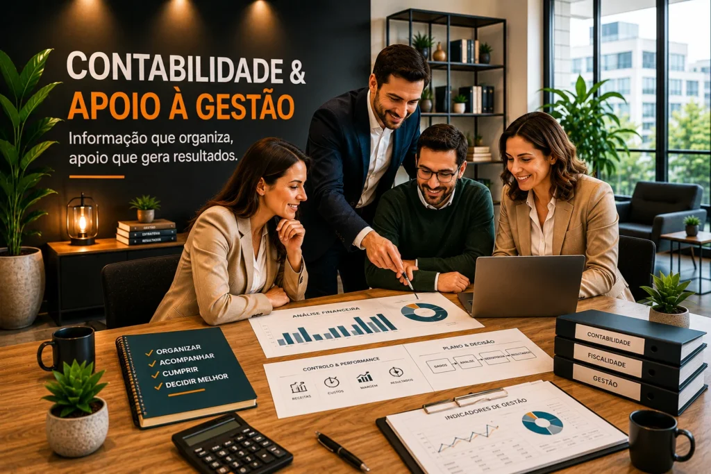 Imagem ilustrativa de serviços e soluções para empresas na área da contabilidade e gestão.
